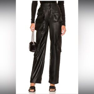 AFRM Black Sigmund Faux Leather Cargo Pants